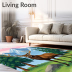 Majestic Elk Mountain Pine Scene Rug