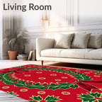 Holly Wreath with 2 Red Bows Rug