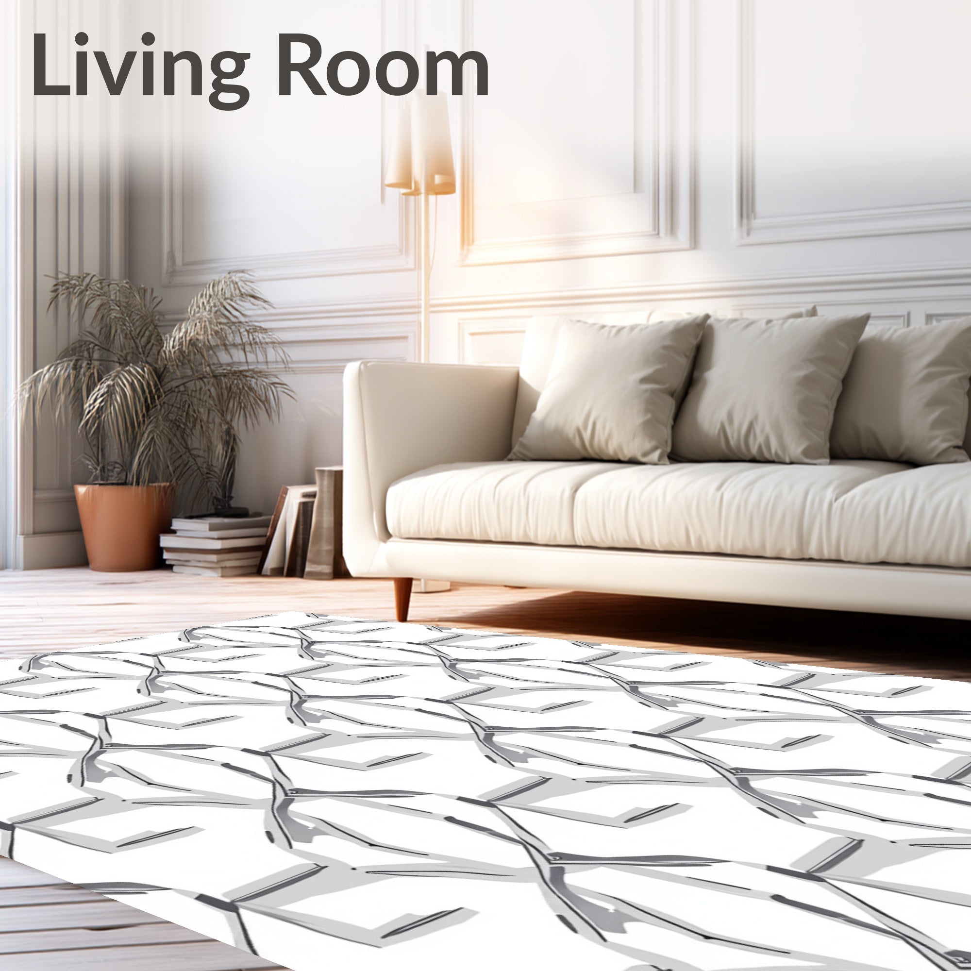 Modern Geometric Interlocking Diamond Pattern Rug