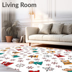 Whimsical Christmas Characters And Snowflakes Rug
