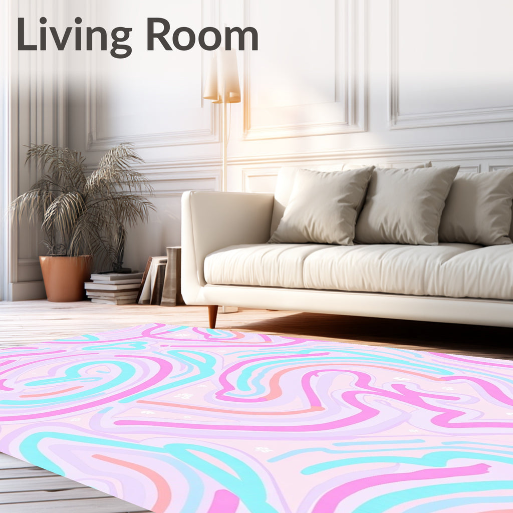 Pastel Swirls Tiny Flowers Rug