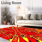 Bold Red Yellow Abstract Pattern Rug