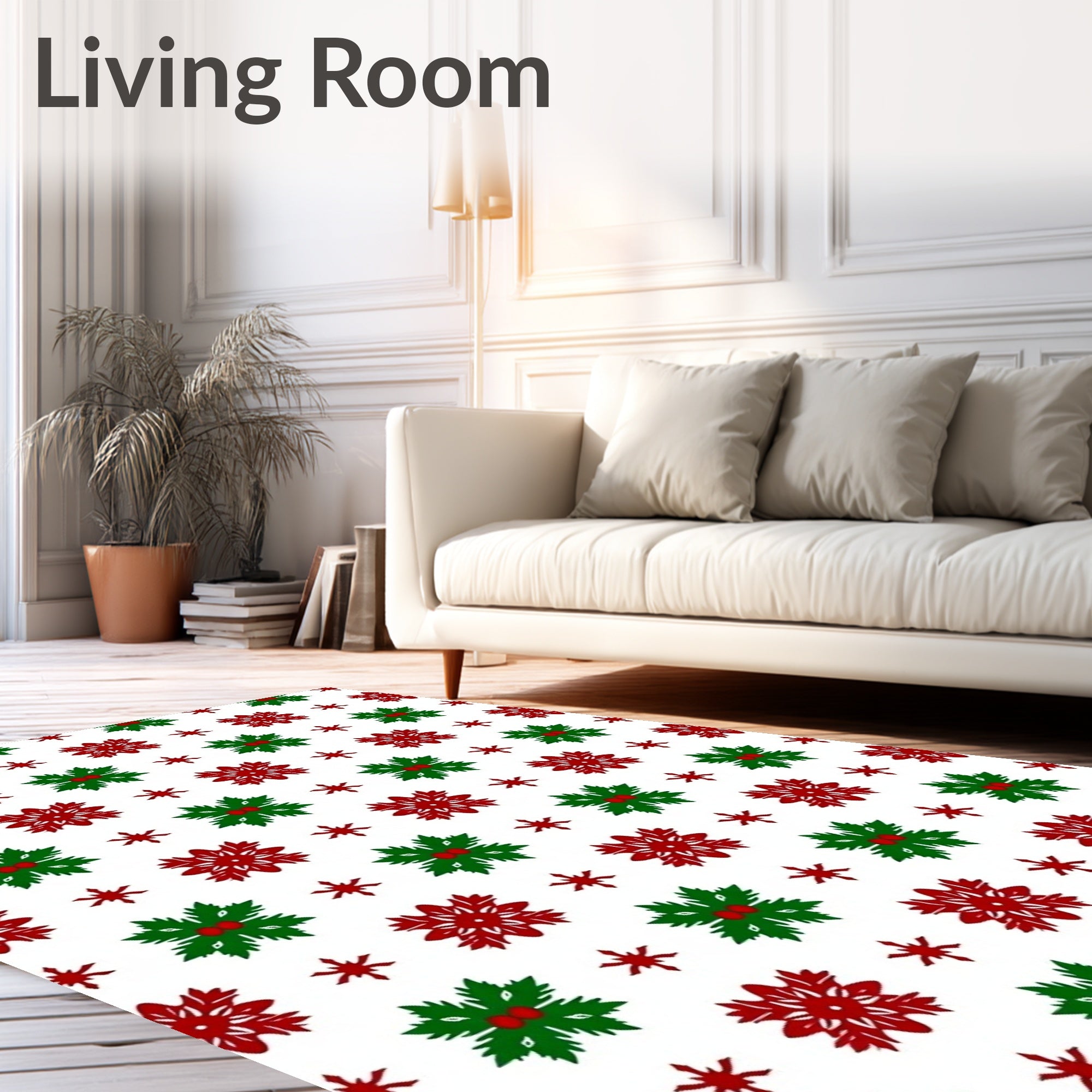 Red Green Holly Snowflake Medallion Rug