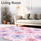Pastel Floral Butterfly Swirl Design Rug