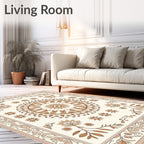 Floral Medallion Patterned Earthy Tones Rug