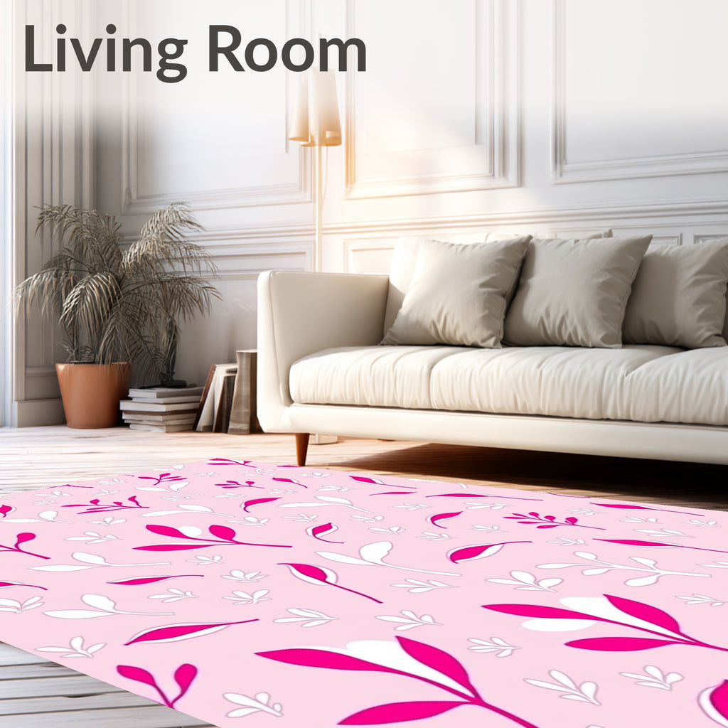 Pink and White Floral Pattern Rug