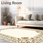 Elegant Floral Scrollwork Golden Design Rug
