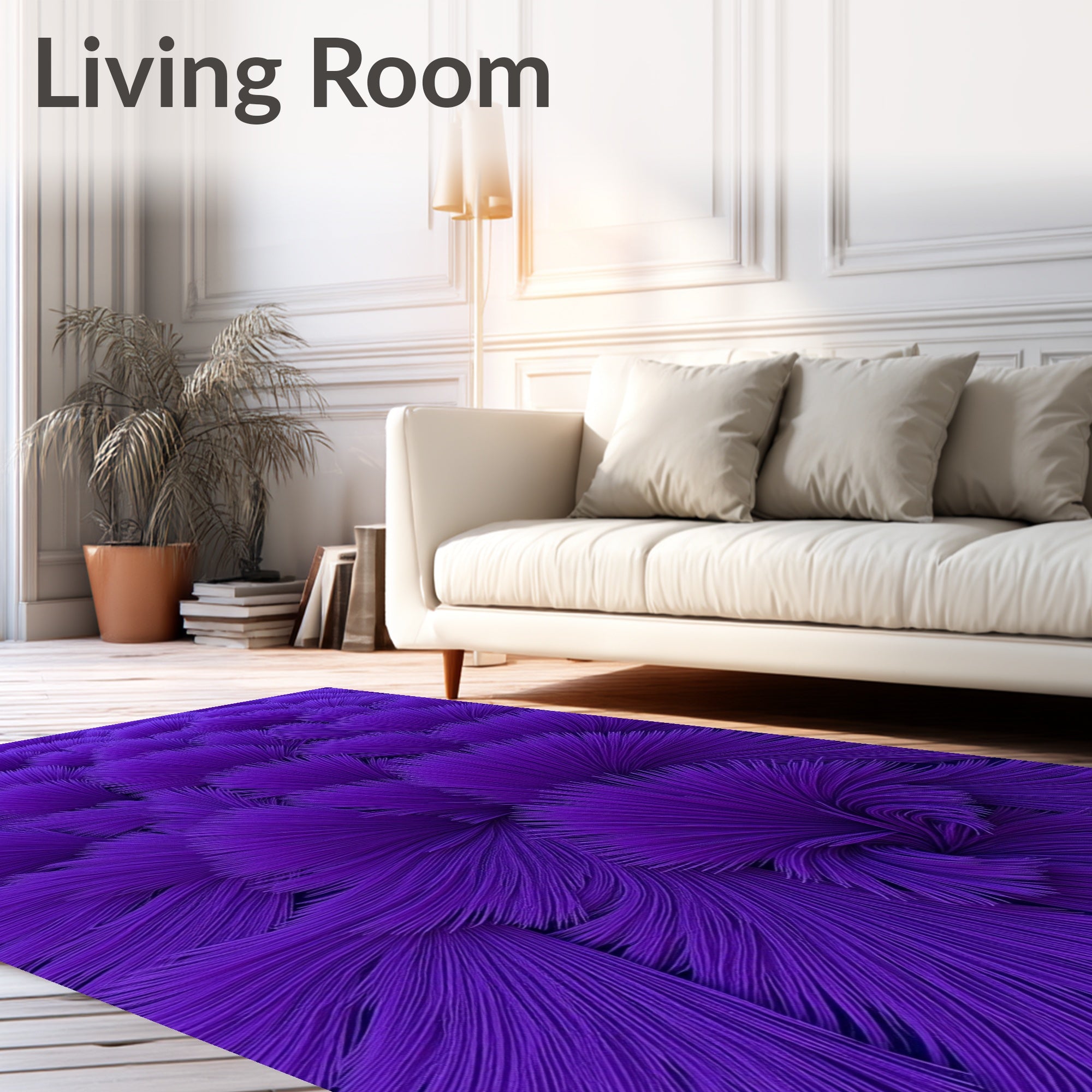 Vibrant Purple Abstract Swirl Pattern Rug