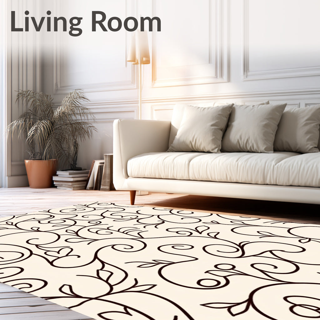 Elegant Swirl Botanical Pattern Rug