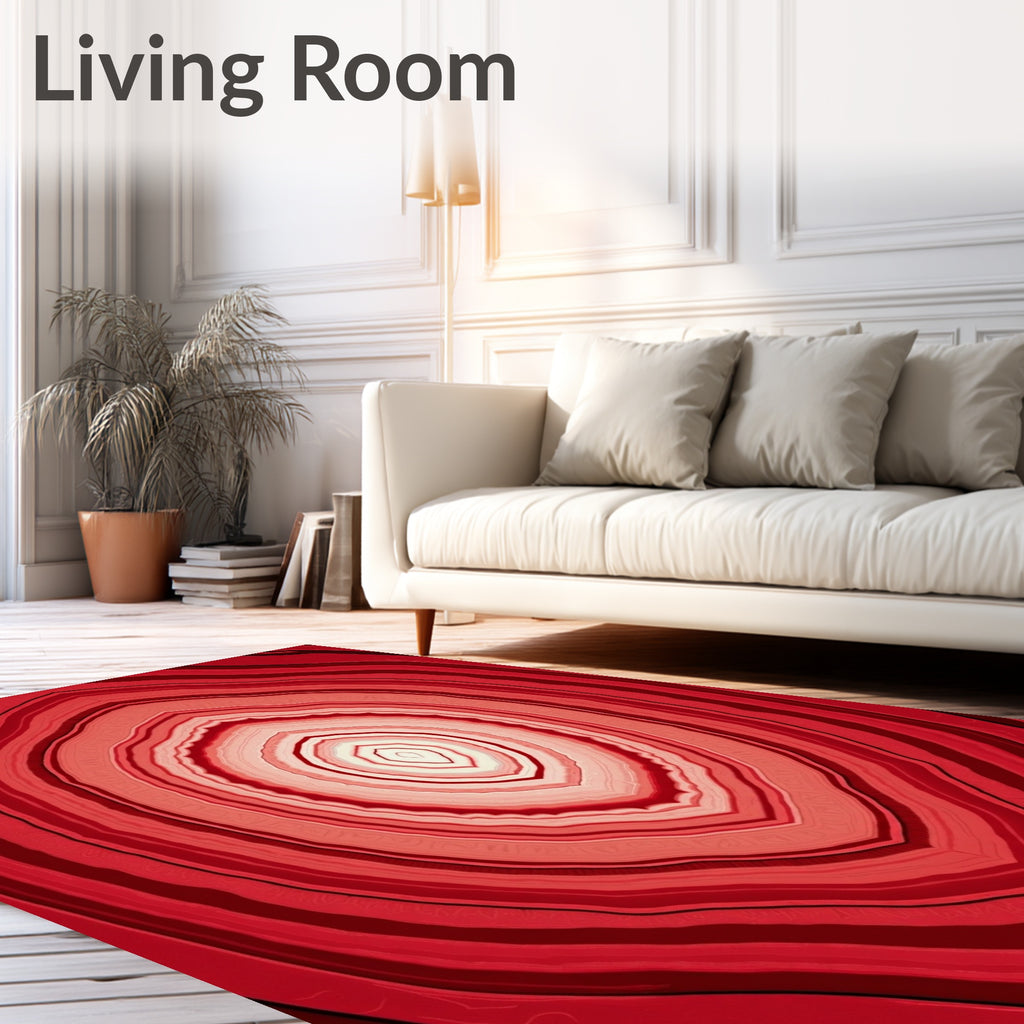 Concentric Red Agate Slices Pattern Rug