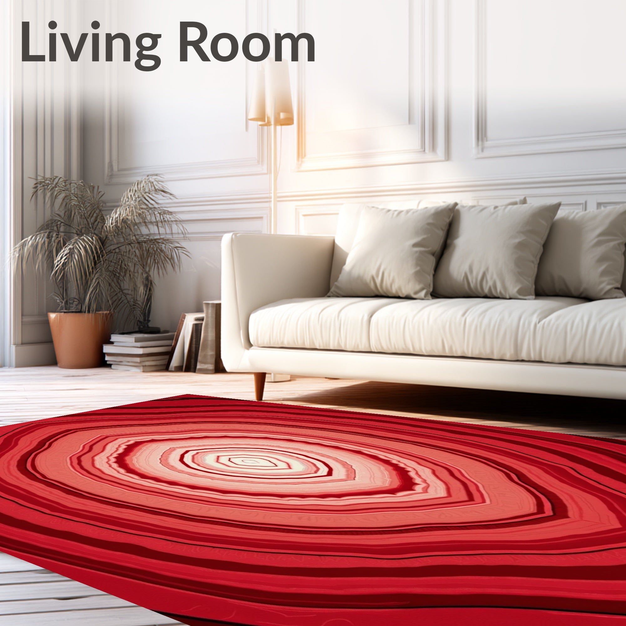 Concentric Red Agate Slices Pattern Rug