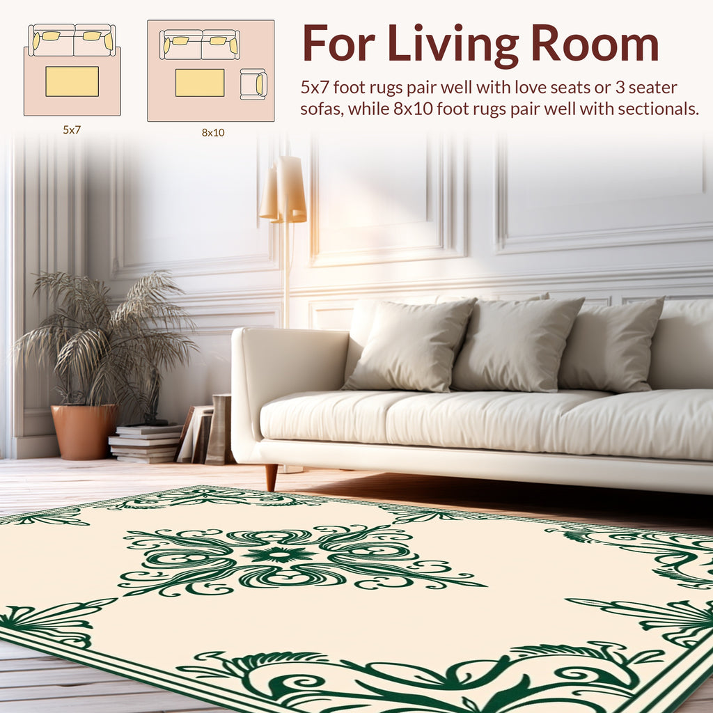 Elegant Scrollwork Frame Design Rug