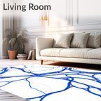 Abstract Blue Organic Lines Rug