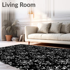 Abstract Botanical Flourish Pattern Rug