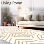 Abstract Interlocking Beige Pattern Rug