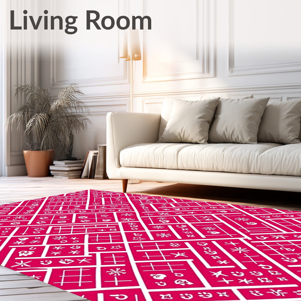 Whimsical Geometric Symbol Pattern Rug