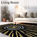 Sunburst Swirl Gold White Design Rug