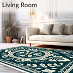 Vintage Floral Frame Mandala Design Rug