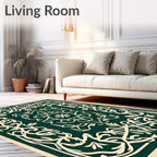 Elegant Cream Floral Border Design Rug