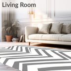 Gray Chevron Abstract Geometric Pattern Rug