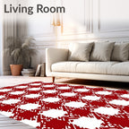 Red White Textured Plaid Design Rug