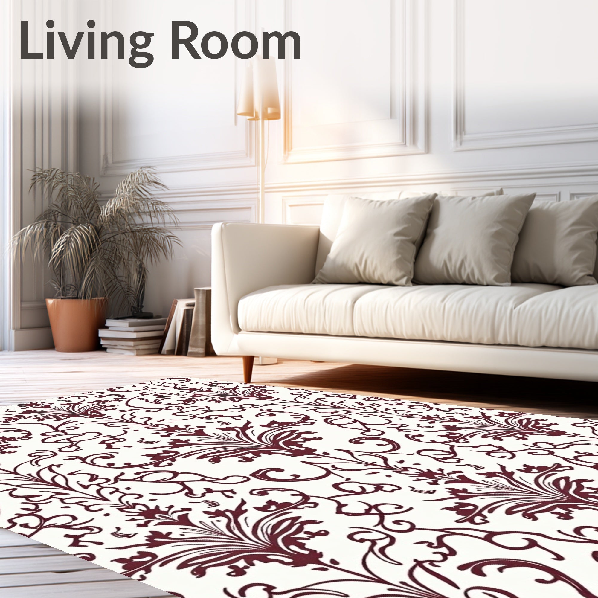 Classic Damask Swirl Pattern Rug