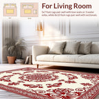 Crimson Classic Floral Mandala Pattern Rug