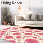 Whimsical Pink Daisy Floral Pattern Rug
