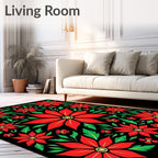 Vibrant Red Poinsettia Floral Collage Rug