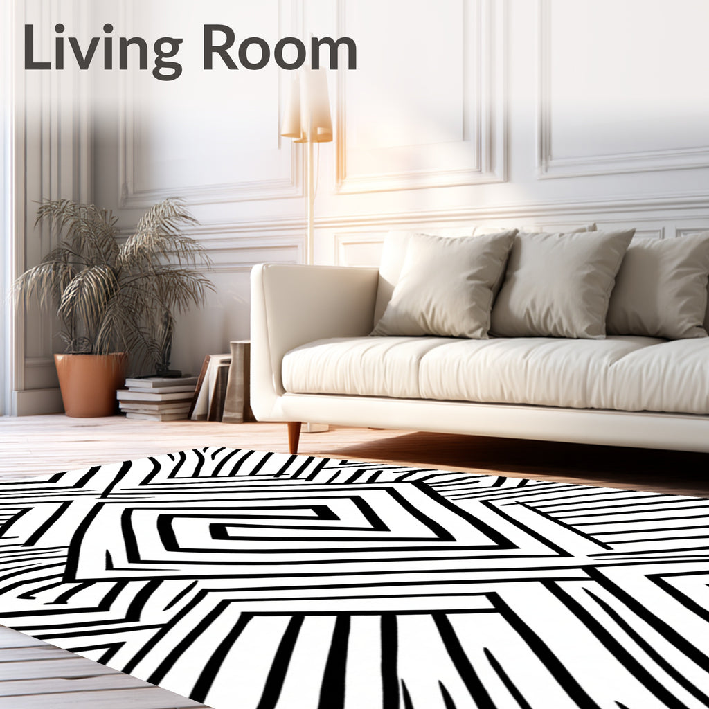 Modern Geometric Spiral Pattern Rug
