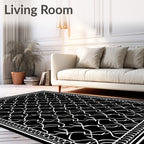 Bold Interlocking White Chain Rug