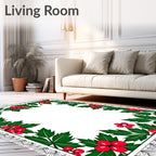 Red Holly Berry Border Rug