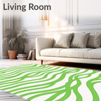 Vibrant Green Abstract Wave Design Rug