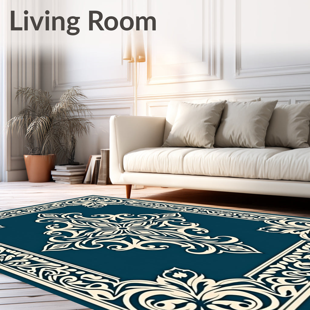 Ornate Floral Medallion Cream Rug