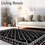 Black Diamond Geometric Lace Pattern Rug