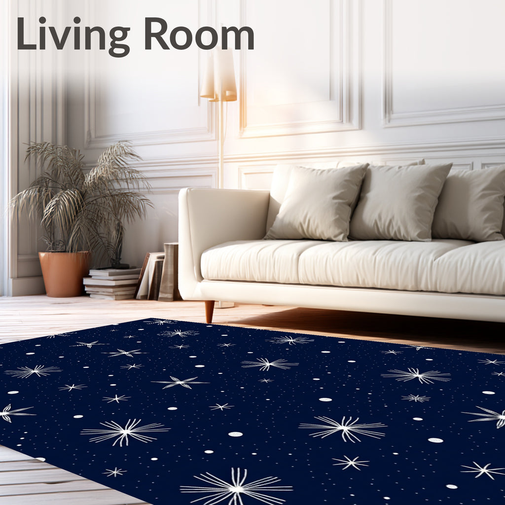 Midnight Starburst Dot Pattern Rug