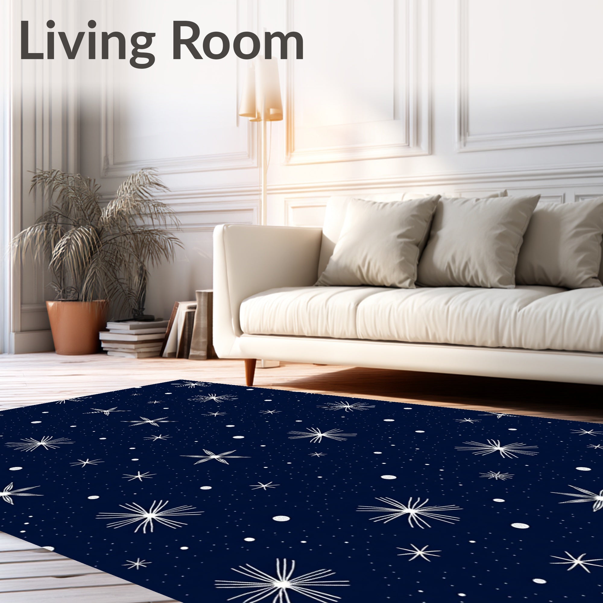 Midnight Starburst Dot Pattern Rug