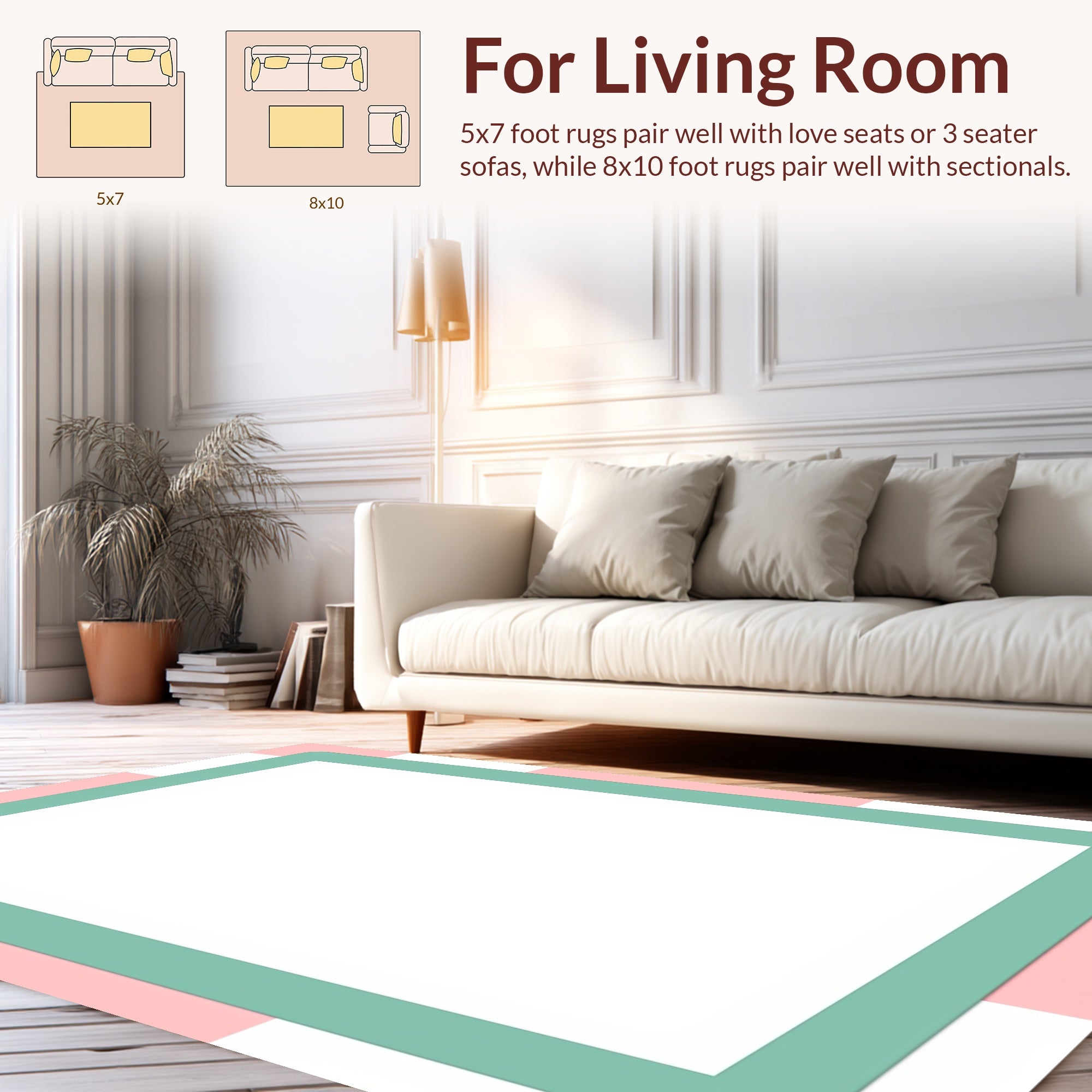 Soft Pink and Teal Checkered Rug