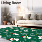 Festive Snowmen White Snowflake Scatter Rug