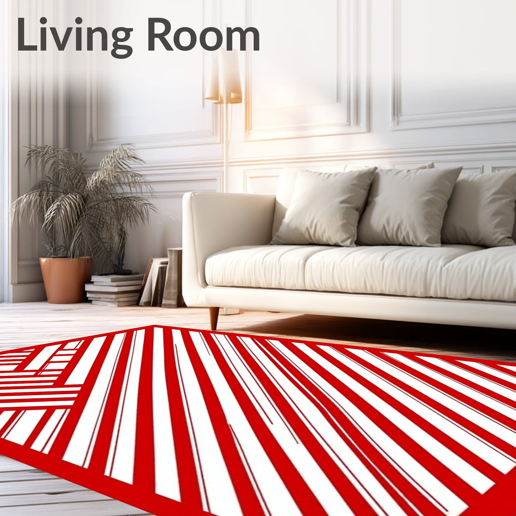 Bold Red Linear Weave Rug