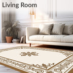 Ornate Scrollwork Floral Border Design Rug