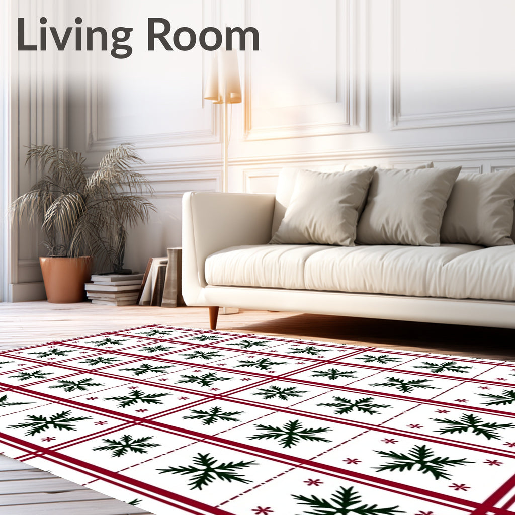 Winter Snowflake Plaid Pattern Rug
