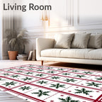Winter Snowflake Plaid Pattern Rug