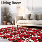 Bold Red Festive Floral Pattern Rug