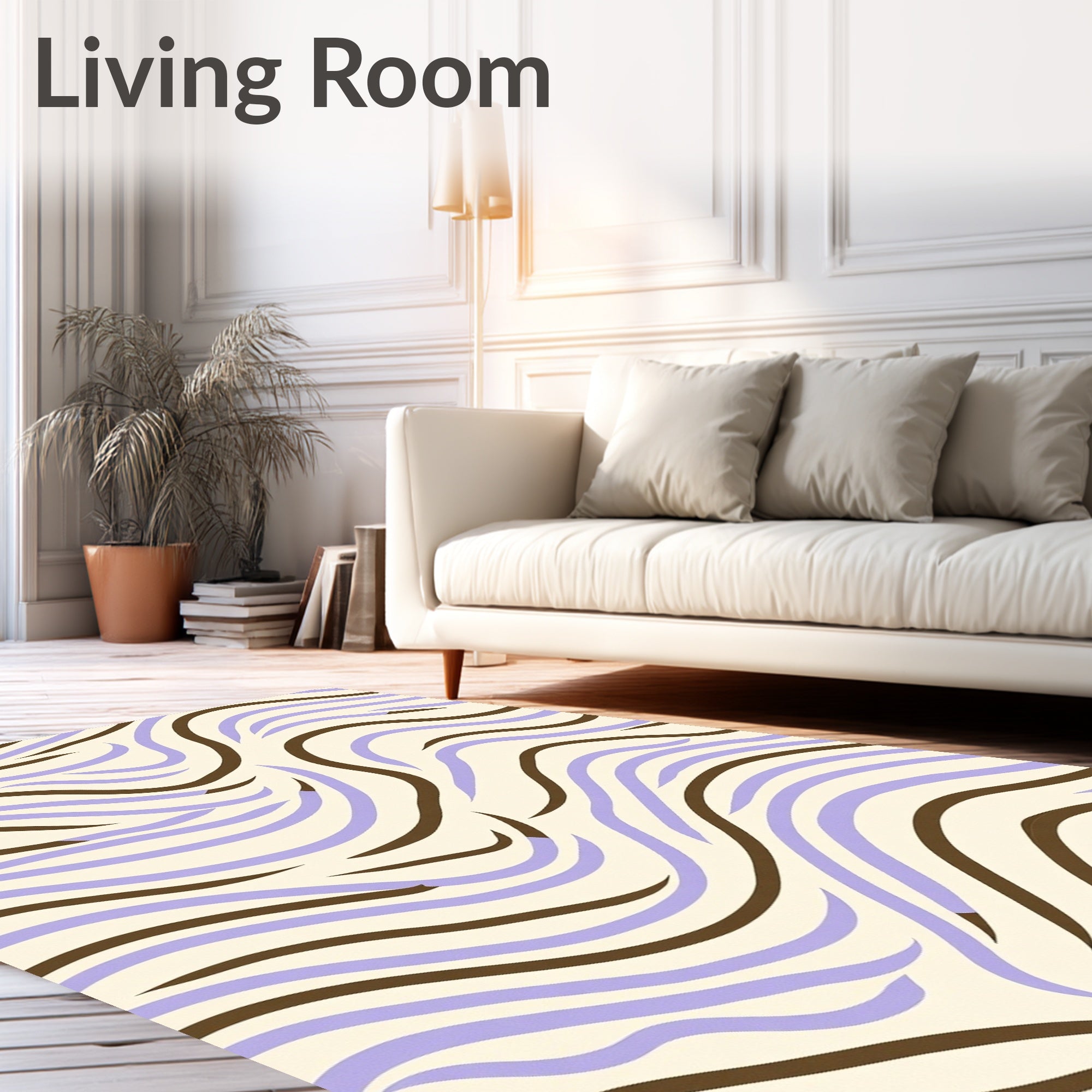 Retro Wavy Striped Abstract Rug