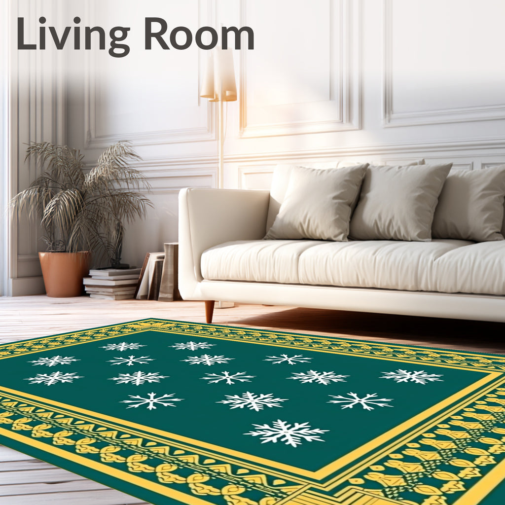 Emerald Green Snowflake Pattern Rug
