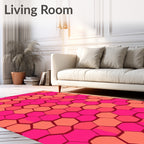 Bold Hexagonal Pink Coral Pattern Rug