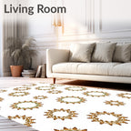 Golden Laurel Wreath Medallions Rug