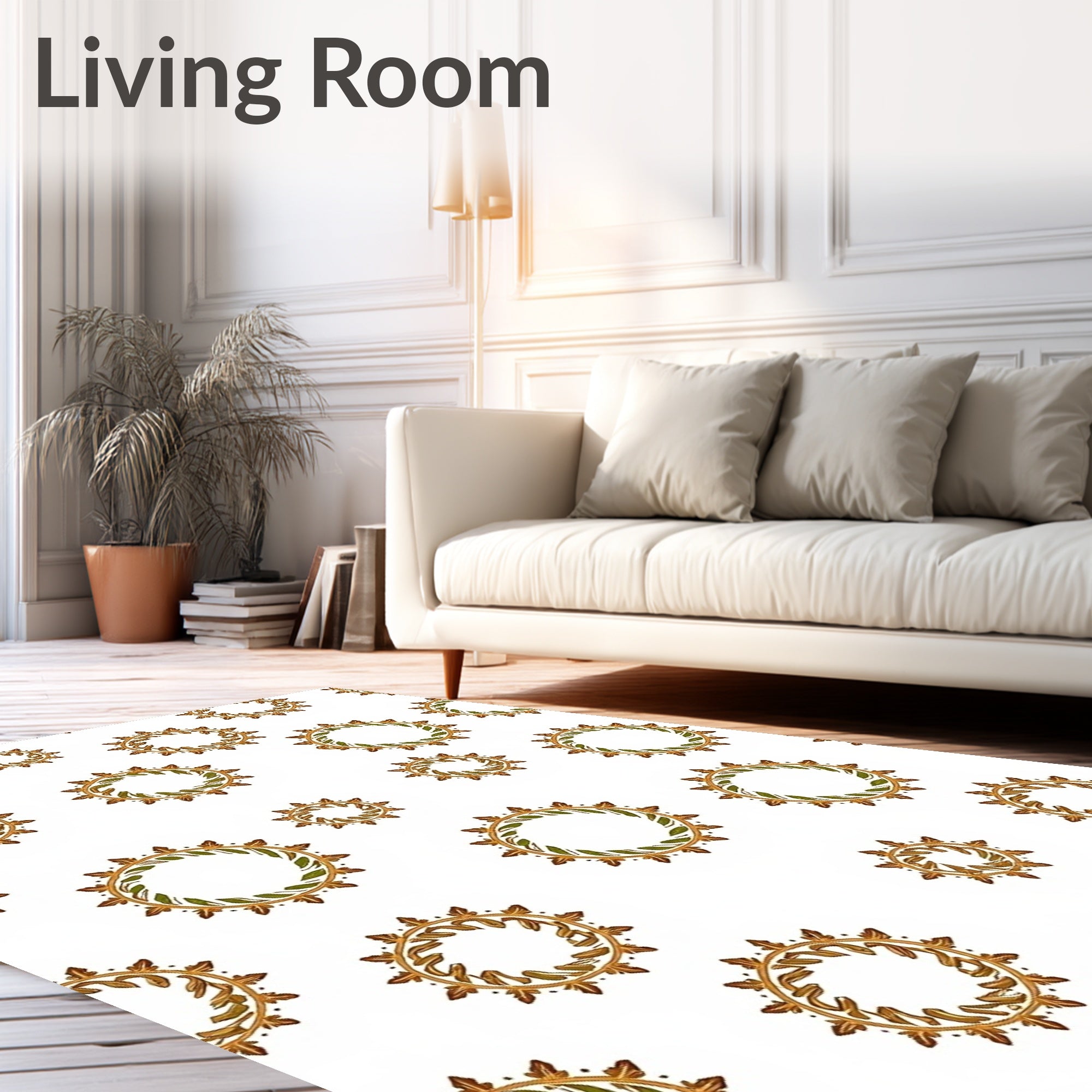 Golden Laurel Wreath Medallions Rug