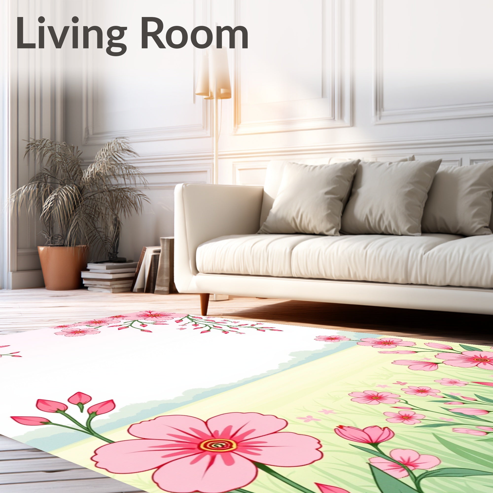 Pink Blossom Meadow Pattern Rug
